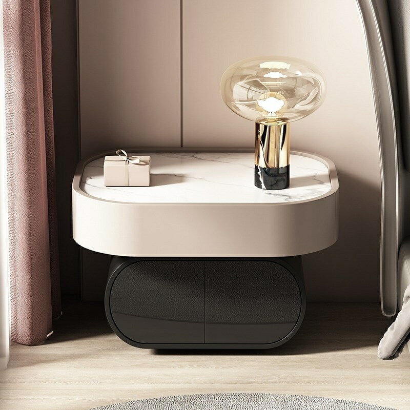 實木 電視櫃 床頭櫃 收納櫃 茶櫃 輕奢床頭柜高級感2022新款網紅設計圓形實木簡約現代ins風免安裝