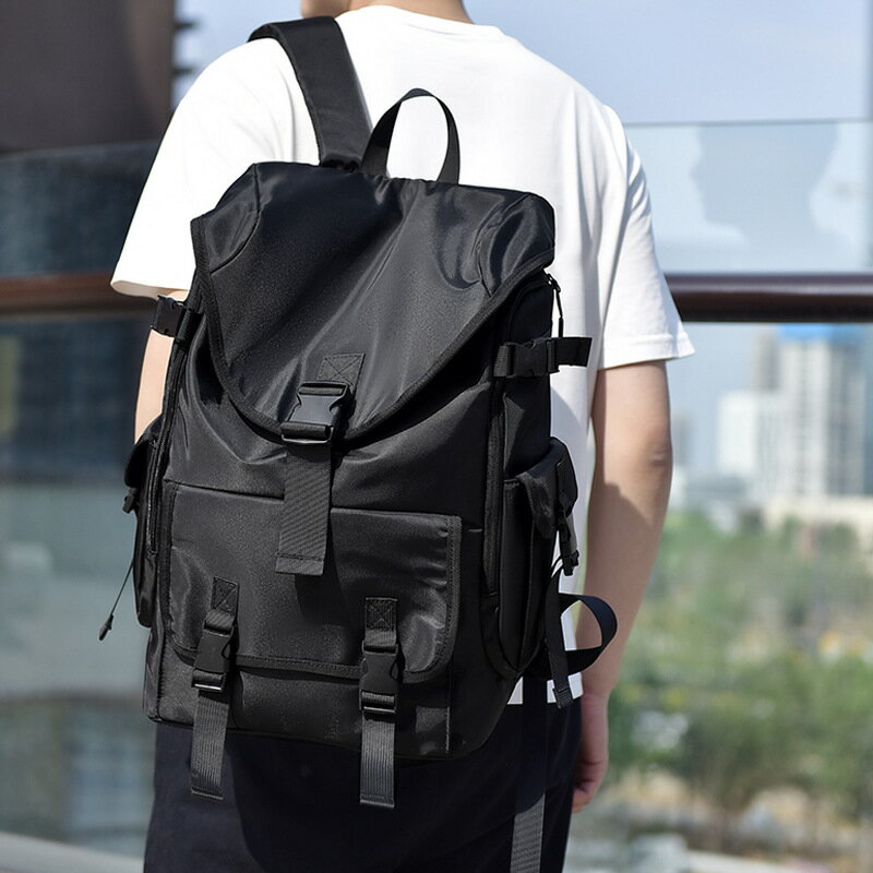 雙肩包男士大容量電腦包潮牌大學生書包機能風男包戶外旅行背包