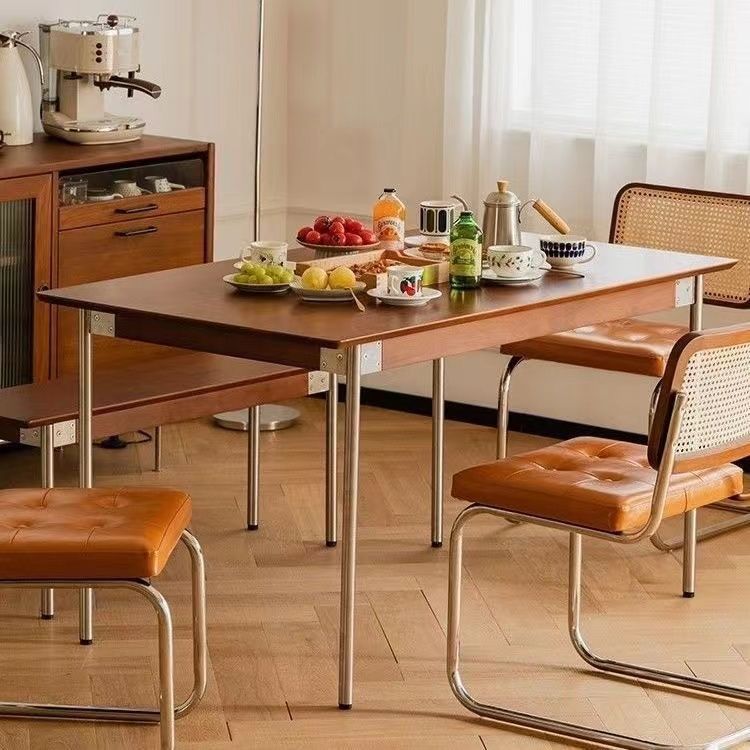 免運 實木餐桌復古小戶型北歐日式餐桌椅子組合家用長方形桌子原木家具 特惠/快速出貨