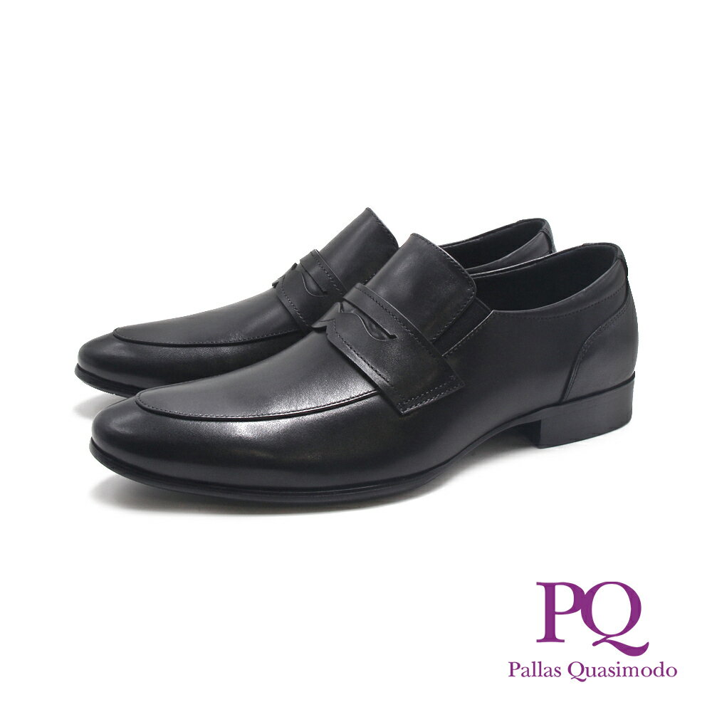 PQ(男)loafer藍底光澤圓尖頭樂福皮鞋 男鞋-黑色