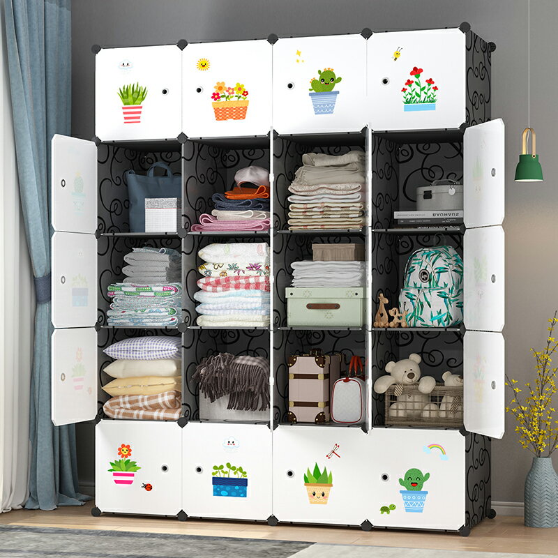 衣柜簡約現代簡易布衣櫥組裝出租房用臥室兒童儲物柜家用收納柜子