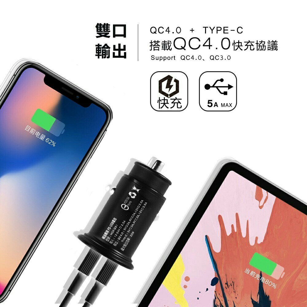 【APP13%點數】MCK QS1 PD+QC車充 30W 極速車充 台灣製造 車充 充電器 快充 車用充電器 點煙器 6