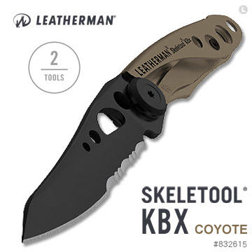【【蘋果戶外】】Leatherman 832615 SKELETOOL KBX 狼棕款半齒半刃折刀(公司貨)