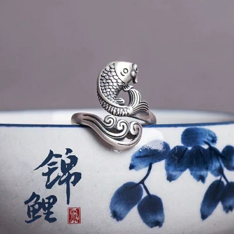戒指 開口戒指 女戒指 招財轉運復古做舊女款戒指可調節女士個性小眾古典簡約風S925純銀『ZW6493』