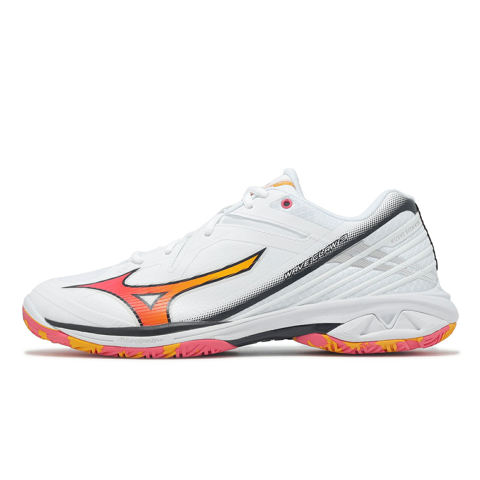 Mizuno 美津濃 羽球鞋 Wave Claw 3 寬楦 男鞋 白 橘 緩衝 抓地 室內運動 運動鞋 美津濃