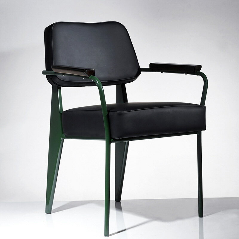 免運 可開發票 北歐餐椅復古簡約鐵藝休閒椅金屬設計師創意帶扶手靠背咖啡廳椅子
