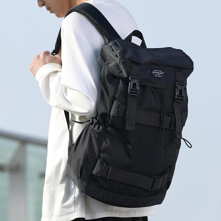 男士雙肩包休閒大容量旅行李背包輕便戶外徒步登山包女大學生書包