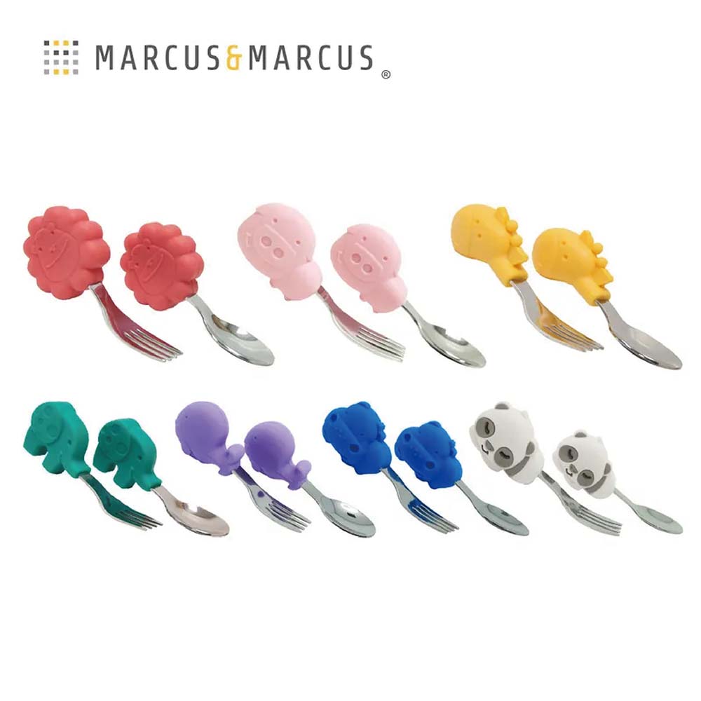 Marcus & Marcus 動物樂園寶寶手握訓練叉匙｜共7色可選【悅兒園婦幼生活館】