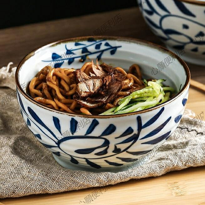 鉤藤羅紋陶瓷碗家用耐高溫可微波爐餐廳料理丼飯碗商用特色湯麵碗