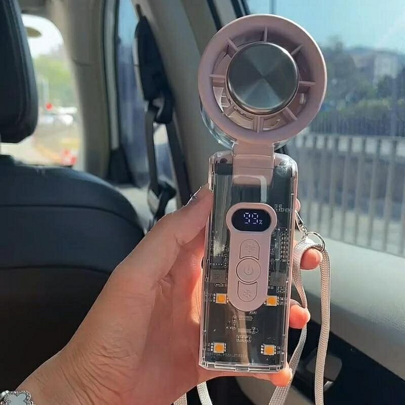 小風扇 涼感高速半導體製冷冰敷風扇數顯迷你便攜usb充電風扇大風力手持風扇交換禮物