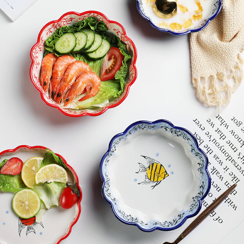 蓓影日式陶瓷水果沙拉碗可愛少女心北歐網紅餐具套裝ins家用烤盤