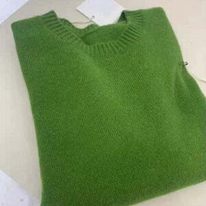 撤柜女裝剪標品牌折扣韓版寬松慵懶綠色設計感針織衫時尚百搭毛衣