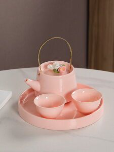 手工捏花提梁壺女生簡約陶瓷下午茶功夫茶壺茶杯現代家用茶具套裝