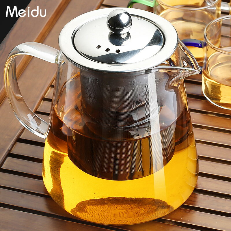 耐熱玻璃茶壺 家用帶茶杯套裝泡水壺小茶具過濾花茶壺單壺 泡茶壺