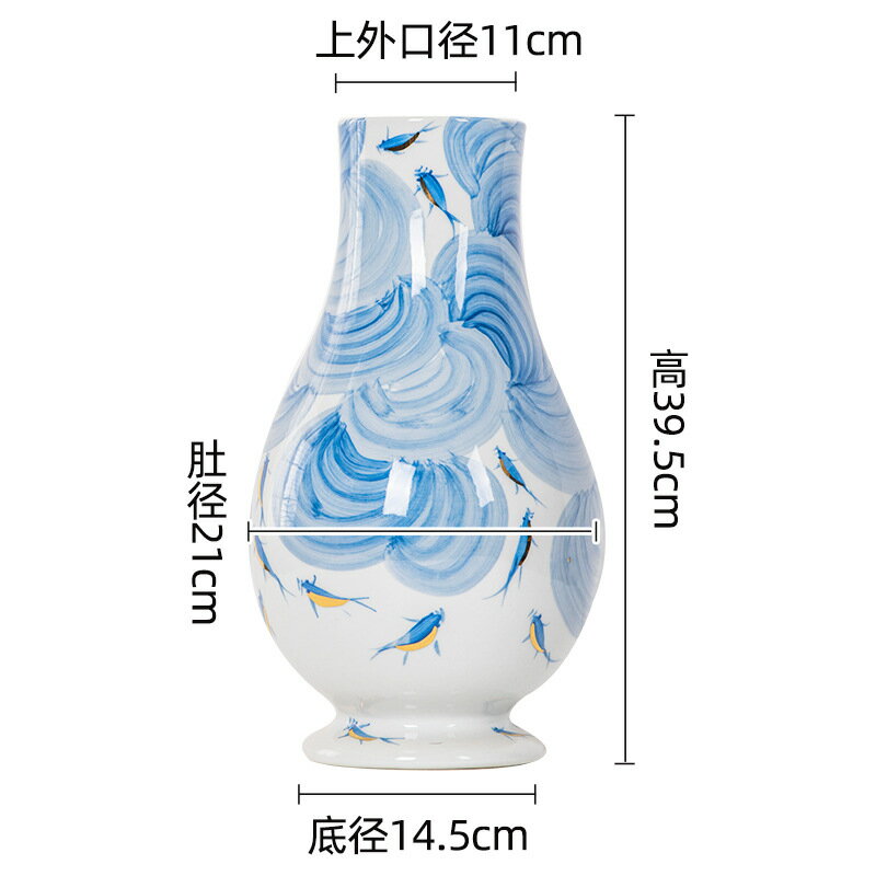 景德鎮意式東方新中式花瓶系列/手繪繁花魚趣青花瓷陶瓷花瓶ws8271 | 威