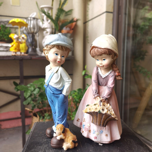 美式鄉村森林陽臺綠色花園情侶系列婚慶裝飾禮品 娃娃擺件樹脂