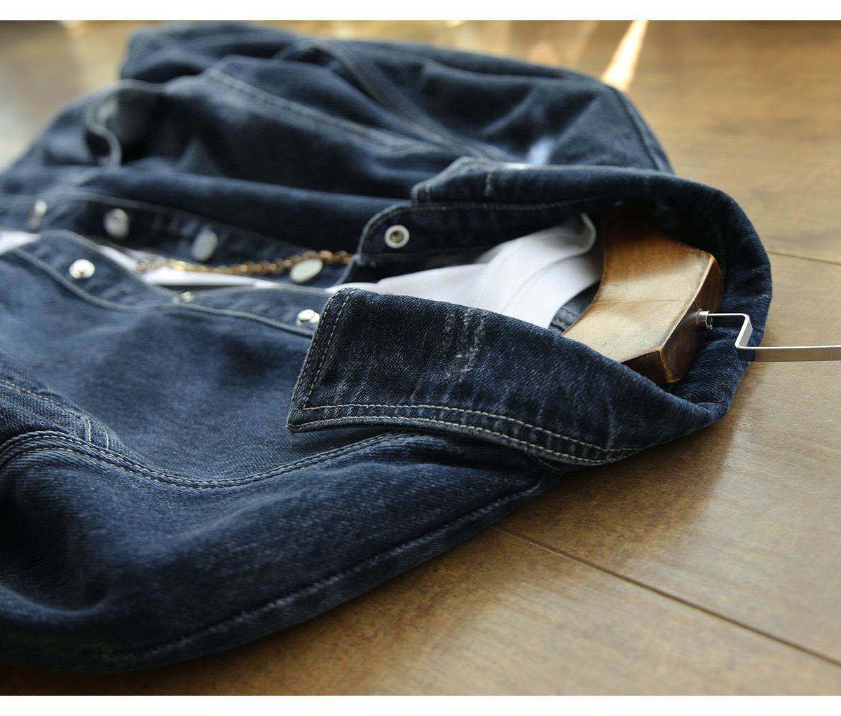 外套 女裝 休閒外套 時尚外套 保暖外套  深藍牛仔外套女2023春秋新款減齡時髦廓形百搭寬鬆顯瘦短外套潮 7