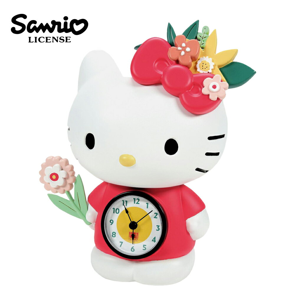 【正版授權】Enesco 凱蒂貓 桌上時鐘 造型時鐘 滑動式秒針 靜音時鐘 指標時鐘 Hello Kitty 三麗鷗 SANRIO - 399444