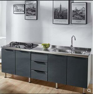 可定制🔥現貨 ✅流理台 簡易櫥櫃家用不銹鋼廚房櫃子灶臺櫃櫥櫃一體組裝廚櫃