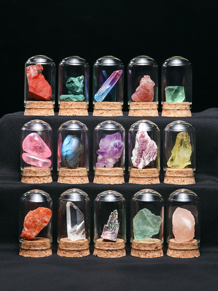 天然水晶礦石標本擺件礦物晶體原石寶石瑪瑙巖石兒童科普魚缸石頭
