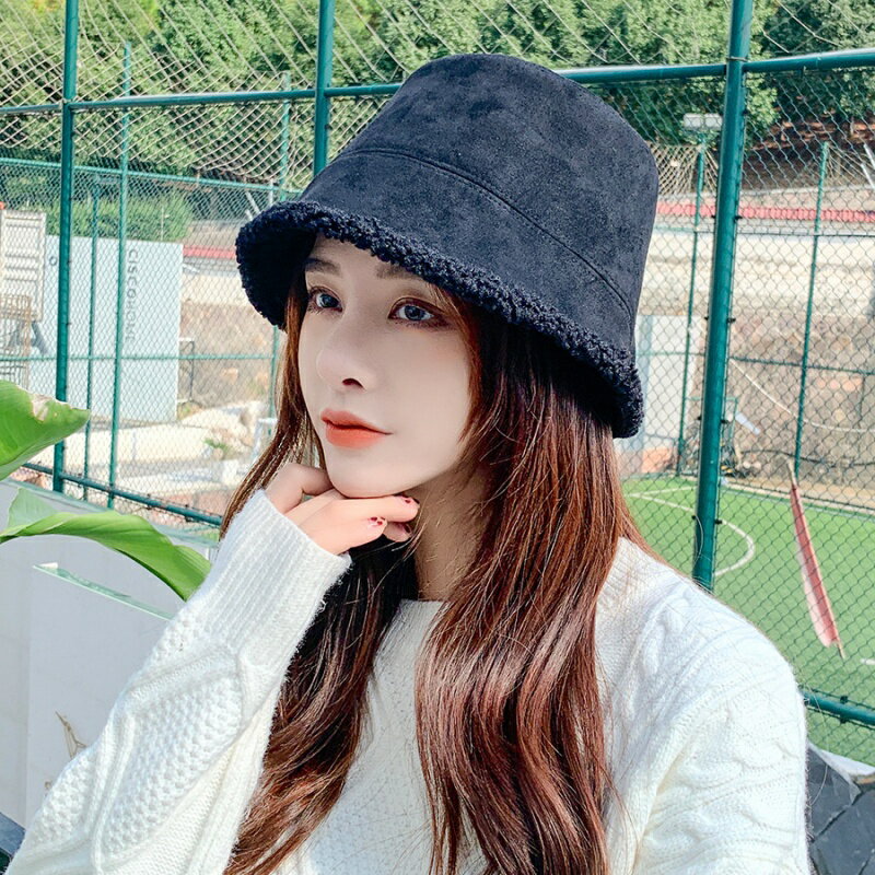 毛帽漁夫帽-麂皮絨雙面羊羔毛顯瘦百搭保暖女帽子4色74ig25【獨家進口】【米蘭精品】