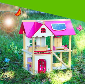 【晴晴百寶盒】預購 木製粉色可愛娃娃屋 木製大型住宅扮家家酒別墅 芭比屋 扮演 親子互動 益智 生日禮物 平價促銷 P030