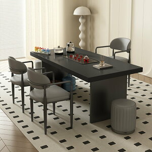 巖板陽臺家用小戶型長方形辦公室茶臺輕奢意式極簡泡茶幾桌椅組合