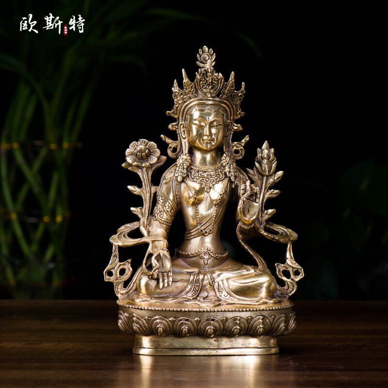 歐斯特 藏傳佛教用品 國產佛像 7寸黃銅 白度母 佛像