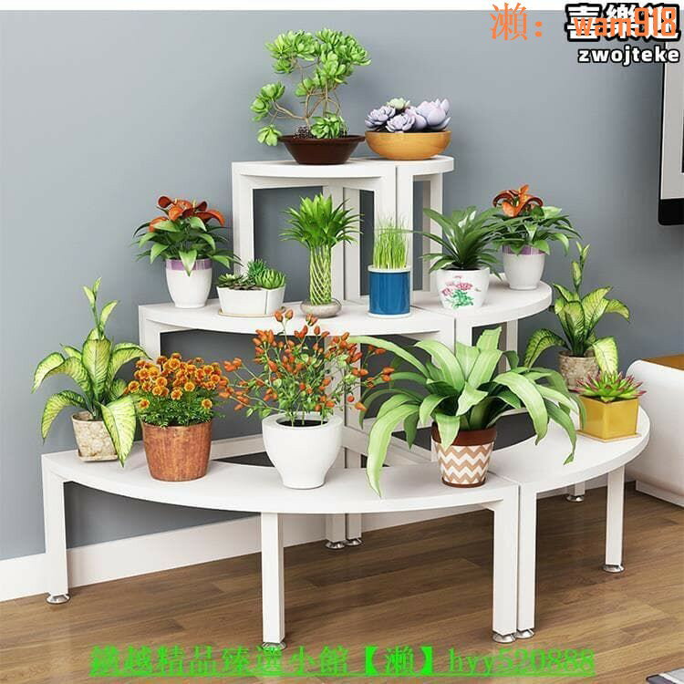 【店長推薦】半圓架子弧形半圓形花架弧形三角中島架置物架門店拐角多層墻角架
