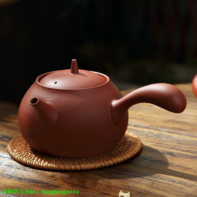 【百貨屋二號】紫砂壺 潮州朱泥陶壺 粗陶煮茶壺燒水壺 紫砂電陶爐側把壺手工薄胚砂銚壺-有意請諮詢