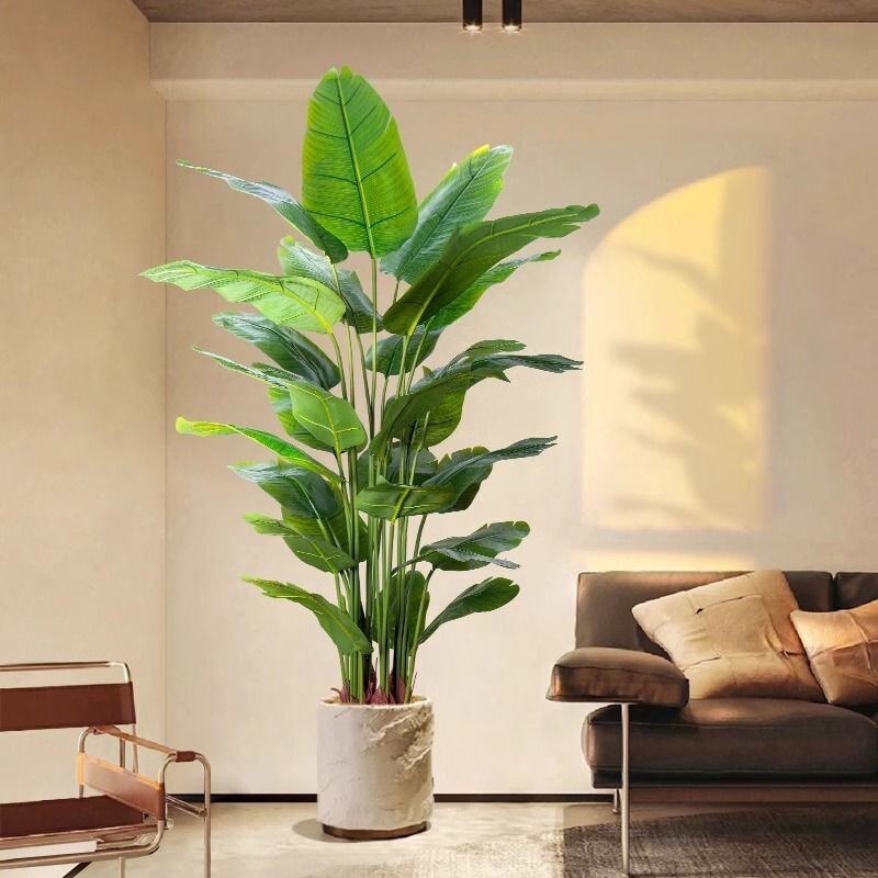 免運 天堂鳥模擬綠植 假植物裝飾擺件 假盆栽 高階輕奢仿生花客廳大型室內盆栽 擺件裝飾 樹假植物 仿真植物 假植物