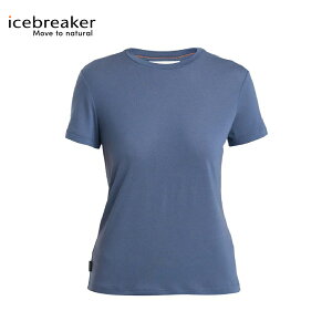 【Icebreaker 女 Core 圓領短袖上衣《復古藍》】0A56Y4/排汗衣/短T/羊毛衫