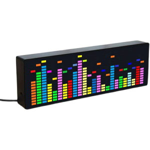 音頻燈 彩色LED音樂頻譜電子時鐘聲控節奏燈1624RGB拾音氣氛電平指示器