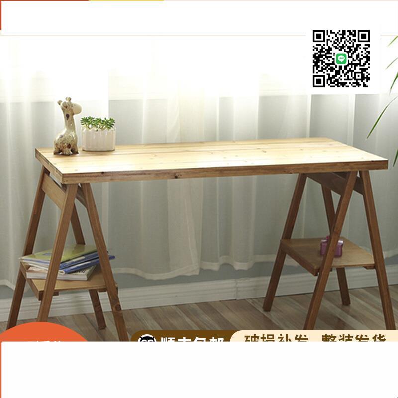 可折疊拆裝實木桌子簡易家用飯桌寫字桌復古奶茶店咖啡廳做舊餐桌