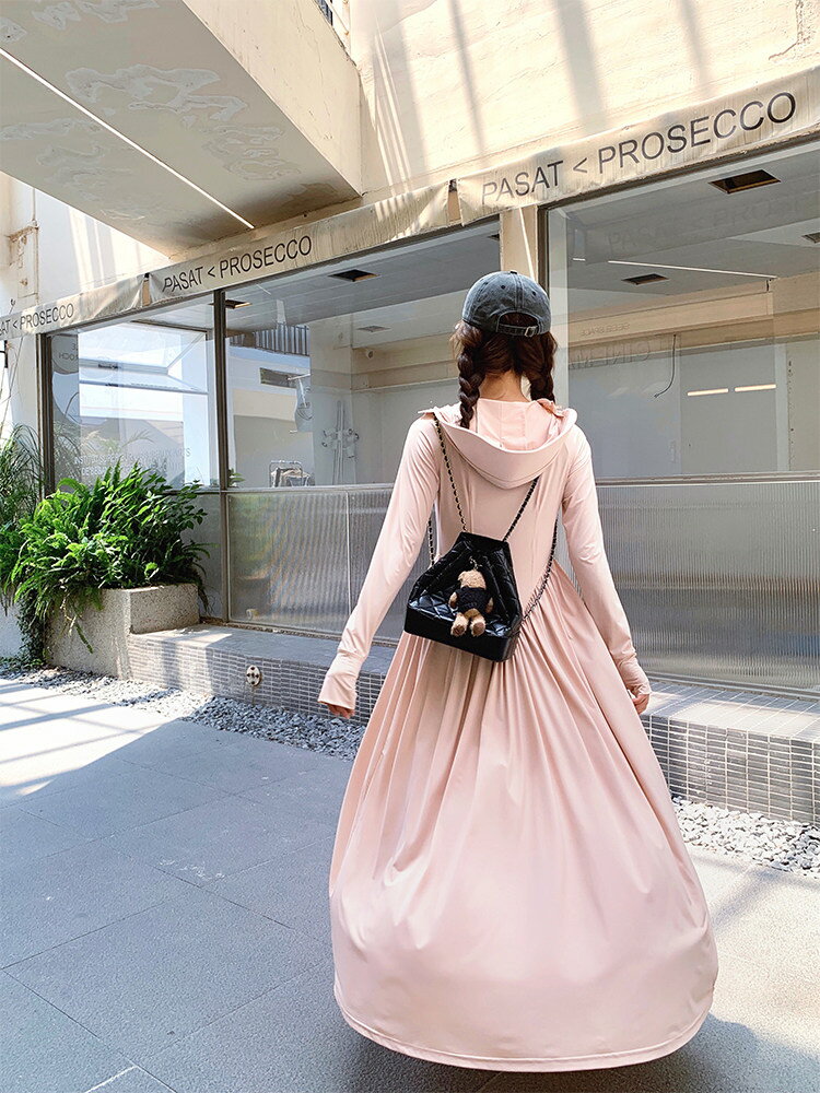 防曬衣女夏季輕薄透氣海邊防曬服外套超長款全身收腰顯瘦防曬裙