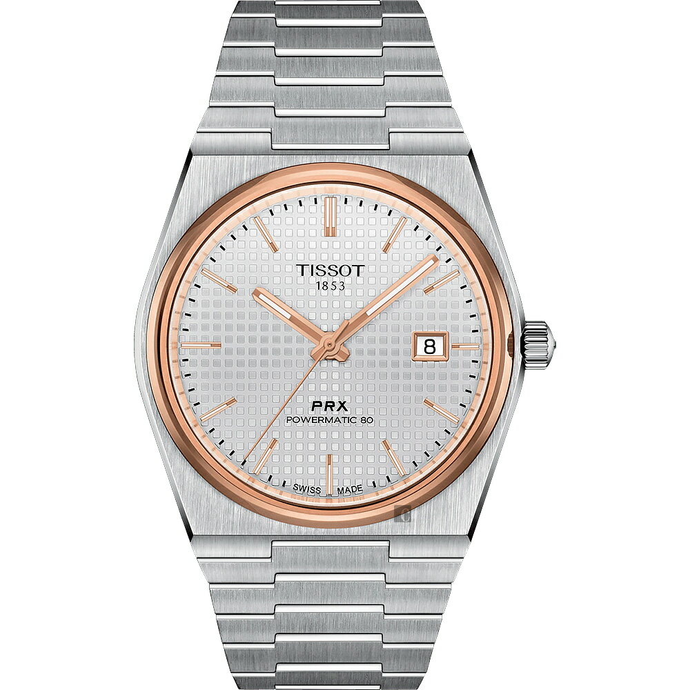 樂天卡滿5千回饋10%｜TISSOT 天梭錶 PRX 40 205 復古新浪潮時尚機械男錶(T1374072103100)-40mm-白面鋼帶★11月限定★