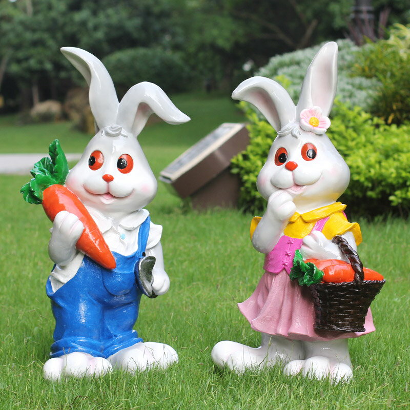戶外玻璃鋼雕塑卡通兔子擺件庭院花園林幼兒園樓盤景觀小品裝飾品