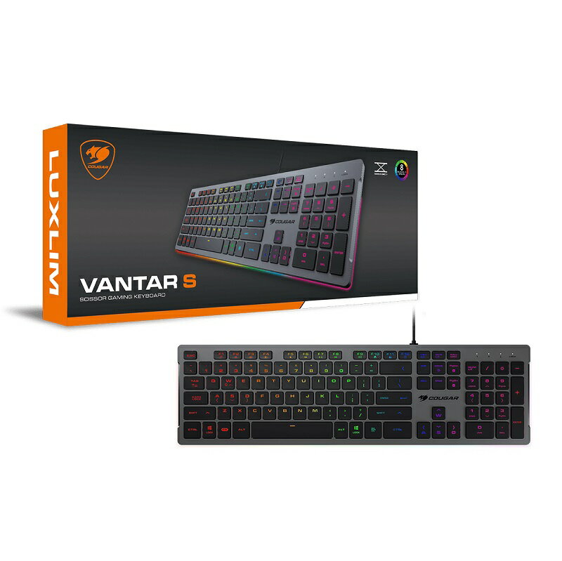 【最高現折268】COUGAR 美洲獅 VANTAR S 剪刀腳 RGB薄膜式電競鍵盤