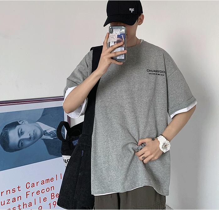FINDSENSE X 韓國 男短袖 寬鬆短袖 上衣 薄款個性 短袖夏季 印花 寬鬆T恤