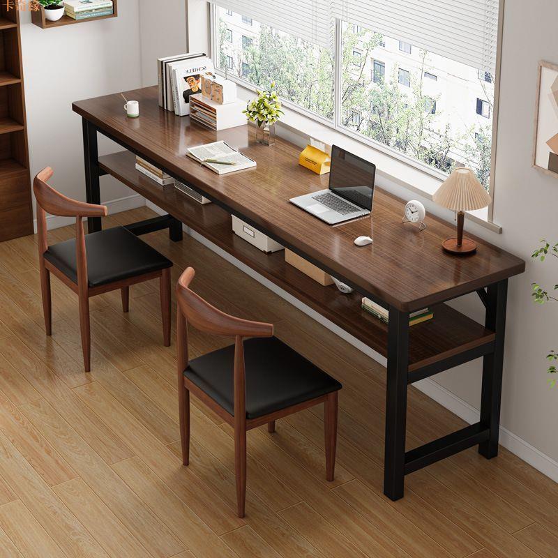 簡約雙層電腦桌 書桌 學生寫字桌 家用學習桌 窄桌 臥室桌簡易長條桌