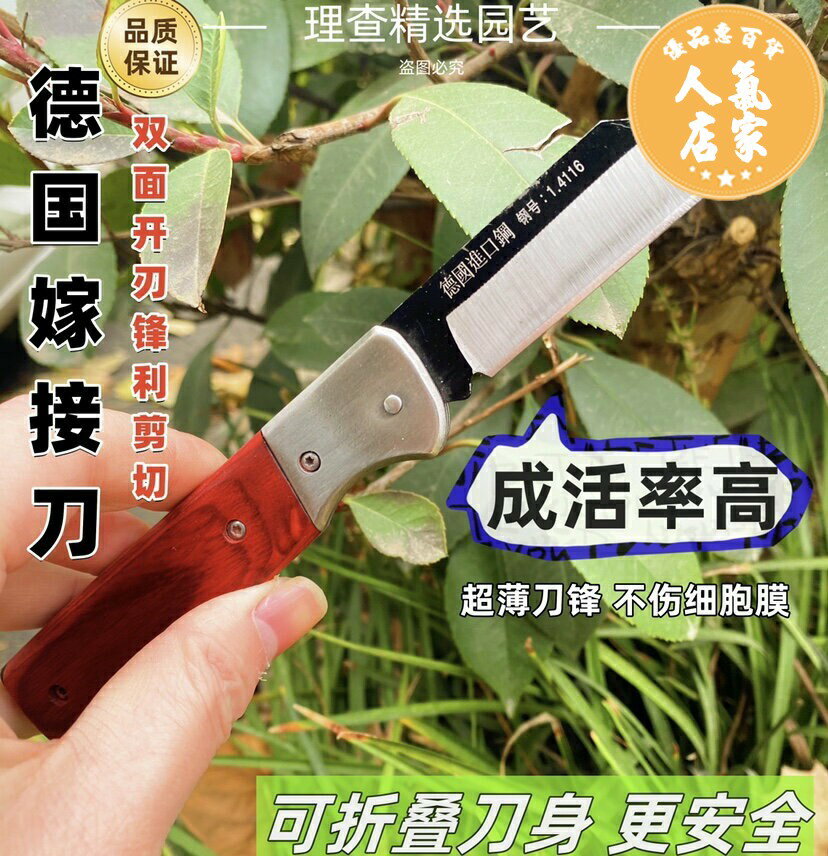 嫁接刀 修花剪 修枝刀 果樹嫁接專用刀高硬度鋒鋼德國嫁接刀可折疊園藝花卉芽接刀