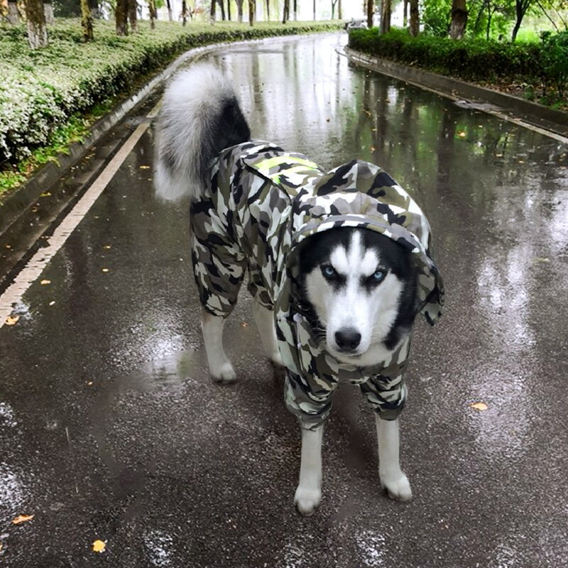 狗狗雨衣四腳防水全包哈士奇中型大型犬拉布拉多二哈迷彩寵物衣服