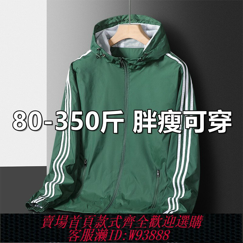 {臺灣公司貨 可打統編}潮胖子三條槓外套男加肥加大碼寬松春秋季運動夾克防風衣速幹薄款