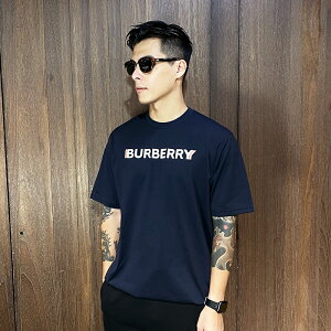 美國百分百【全新真品】Burberry T恤 棉質 短袖 上衣 logo 歐洲精品 短T 深藍 CR32