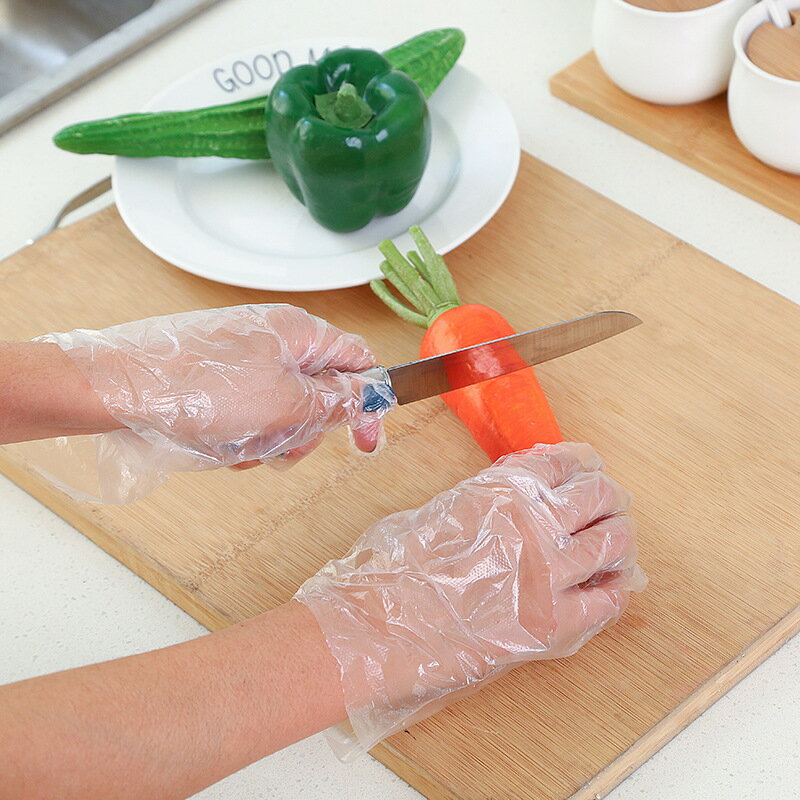 一次性手套 防護加厚一次性手套餐飲手膜食品吃龍蝦透明塑料PE薄膜手套透明 【CM6528】