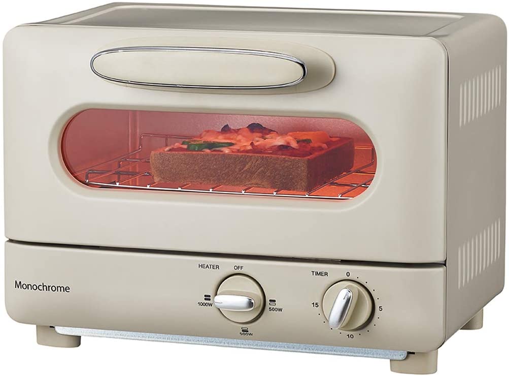 日本代購 空運 Monochrome MOS-1028 烤麵包機 小烤箱 3段火力 15分定時 可烤2片吐司 復古風