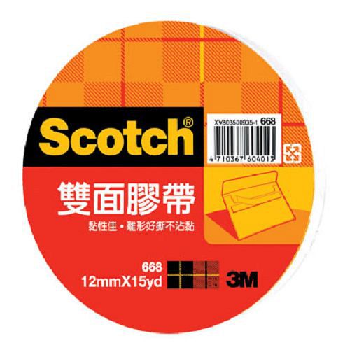 3MScotch雙面棉紙膠帶12mm*15yd【愛買】