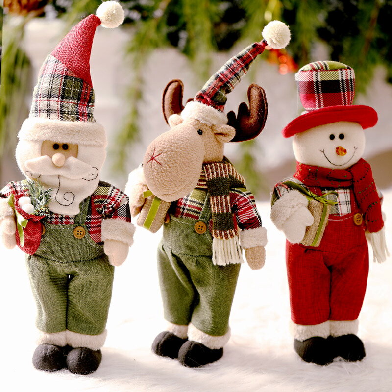 圣誕裝飾圣誕老人雪人麋鹿玩偶公仔圣誕樹周邊擺件兒童圣誕節禮品1入