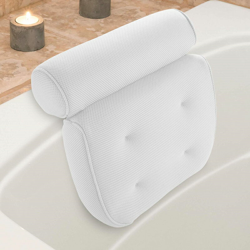 浴缸枕頭 廣海通用型進口3D浴缸枕頭帶吸盤浴缸靠枕浴枕酒店專用洗澡按摩【MJ17148】
