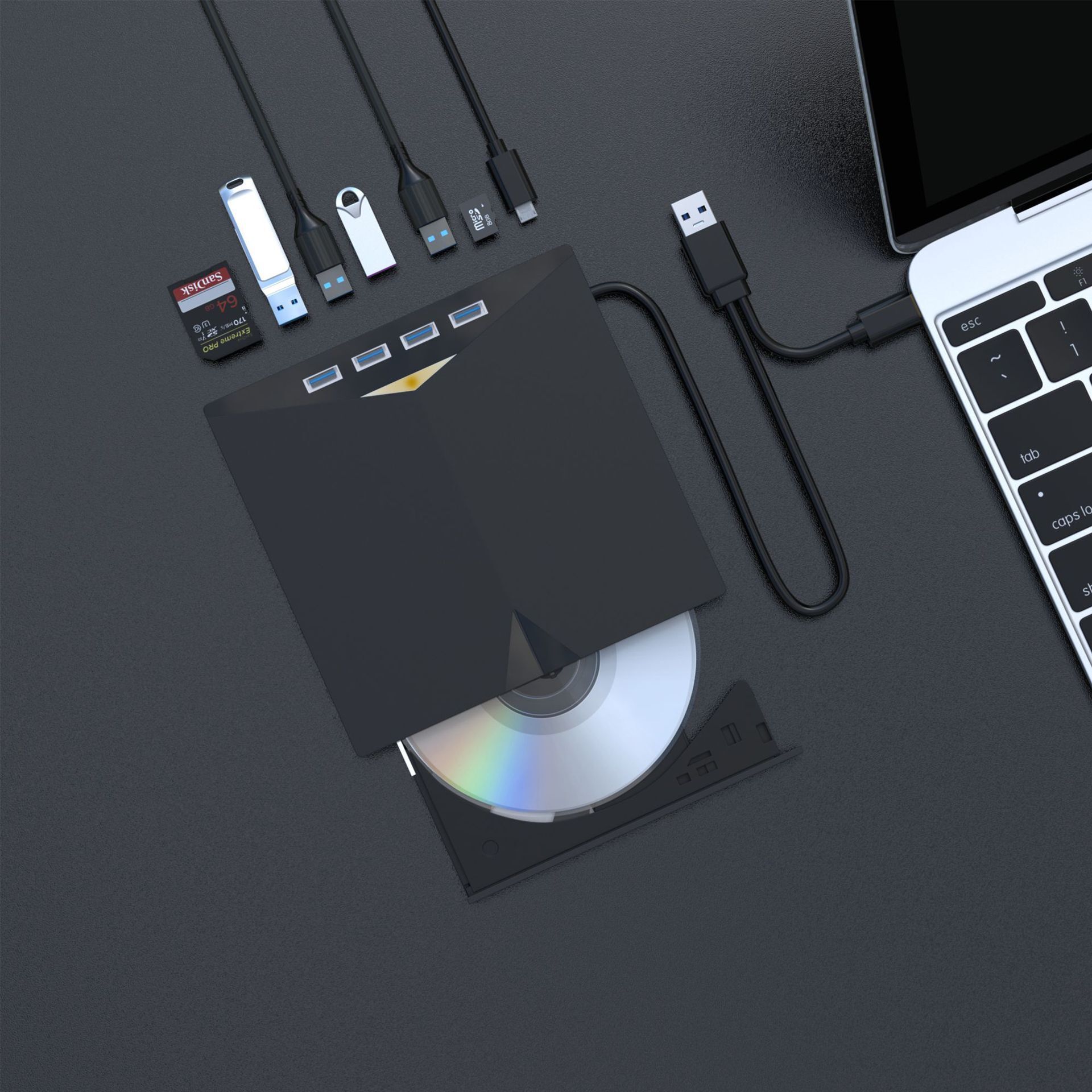 新款7合1多功能燒錄光碟機支援擴充套件讀卡款USB 外接TypeC光碟驅動器【宜家良品百貨】